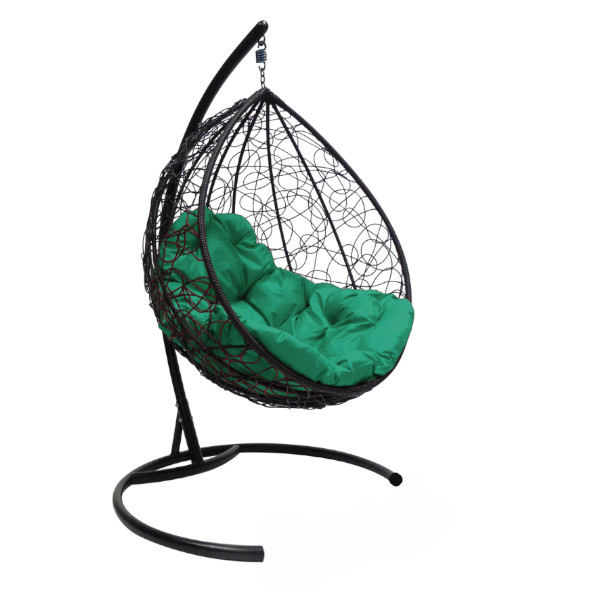 Кресло подвесное КАПЛЯ с ротангом черное зеленая подушка фото: Кресло подвесное КАПЛЯ с ротангом черное зеленая подушка