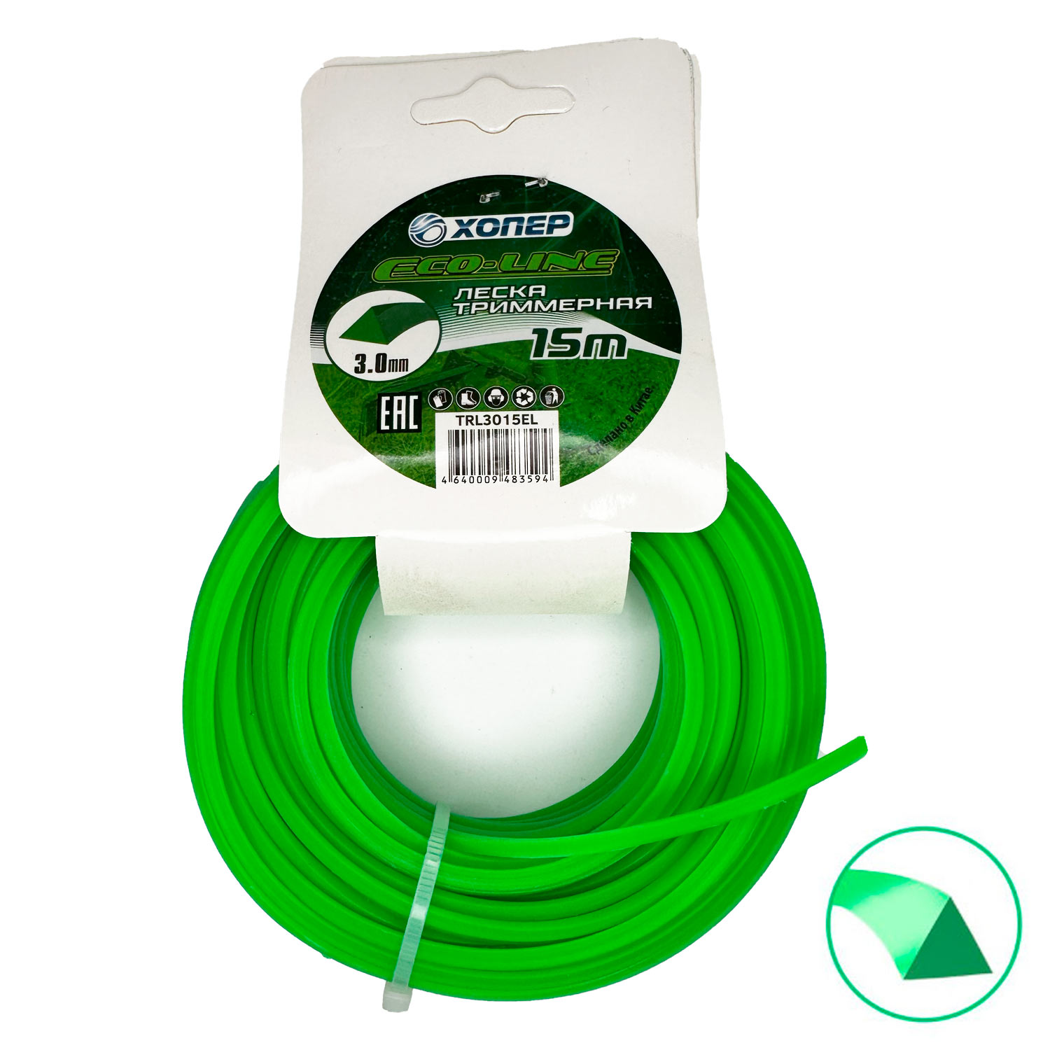 фото Леска ECO-LINE 3,0 мм х 15м треугольник Хопер