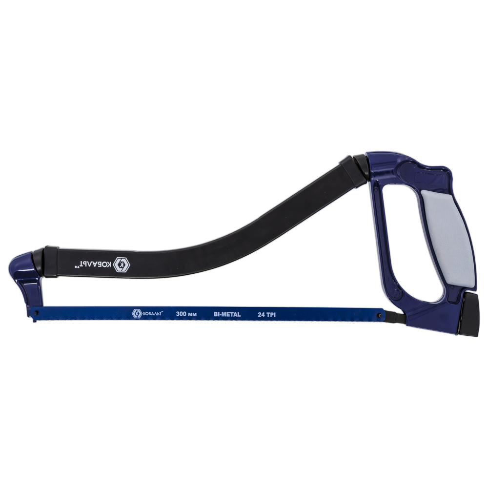 фото Ножовка по металлу 300мм алюминиевая рукоятка, поворотная металлическая рамка Кобальт