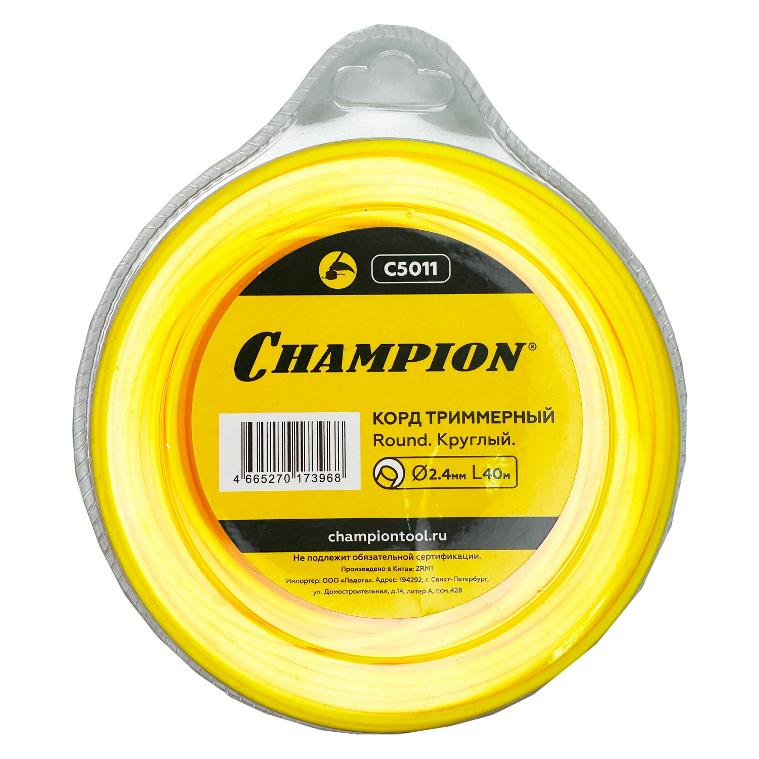 фото Корд триммерный Round 2,4 мм х 40м круг, блистер C5011 CHAMPION