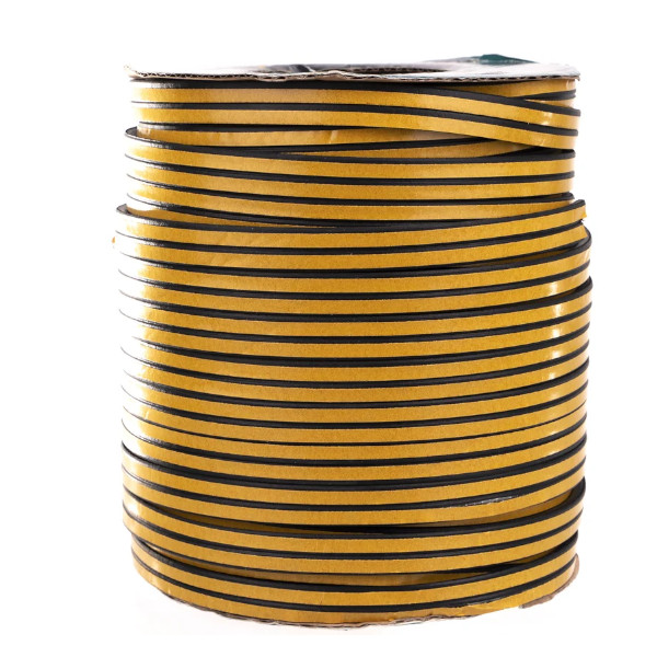 фото  Уплотнитель самоклеящийся для окон профиль D 100м 9х8 черный Ultima