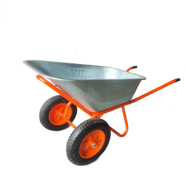 фото  Тачка садово-строительная 2-кол 110л 250кг оранжевая пневмоколесо 13"(3.25х8) ТС-231 HOME   Mawipro