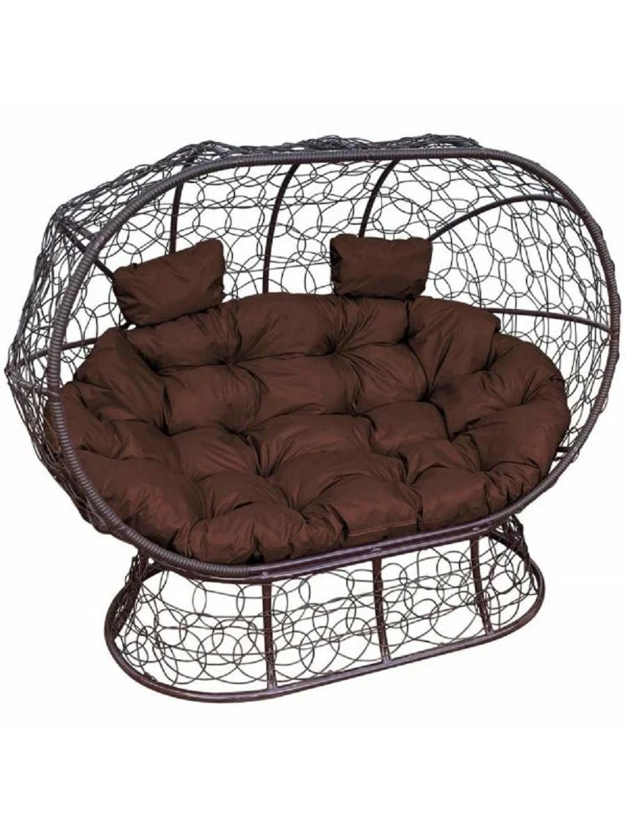фото Диван ЛЕЖЕБОКА на подставке с ротангом коричневый коричневая подушка ...