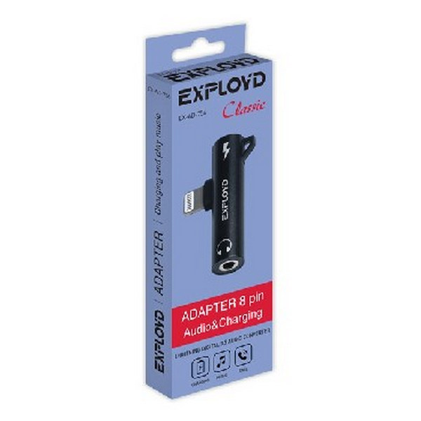фото: Переходник Exployd EX-AD-756 8 pin Jack 3,5mm - 8 pin черный Classic